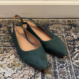 Madewell Margot Slingback Flat in Suede - Green